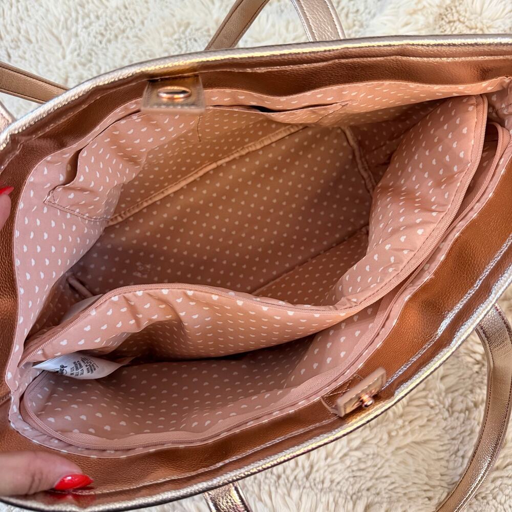 Disney Rose Gold Metallic Minnie Mouse Tote Bag One Size - Picture 6 of 9